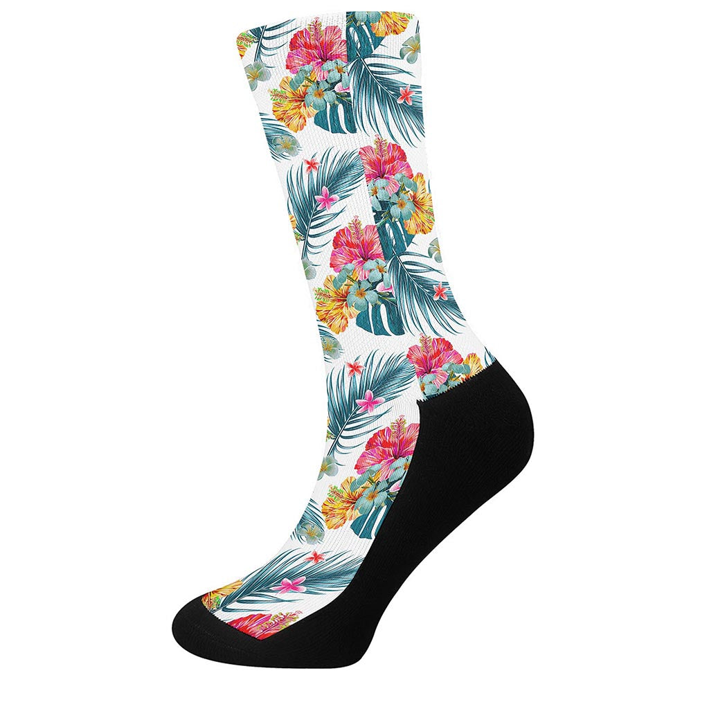 Aloha Hawaii Floral Pattern Print Crew Socks