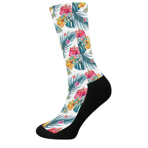 Aloha Hawaii Floral Pattern Print Crew Socks