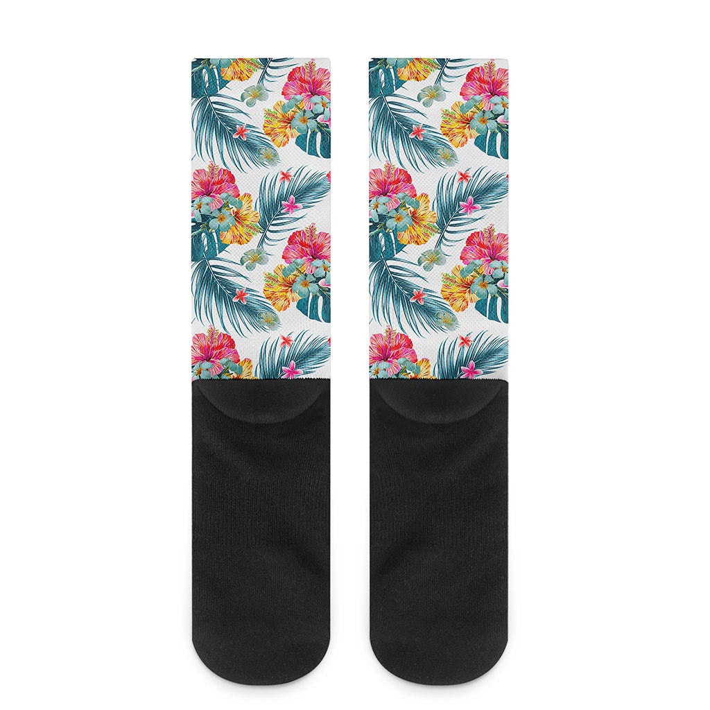 Aloha Hawaii Floral Pattern Print Crew Socks