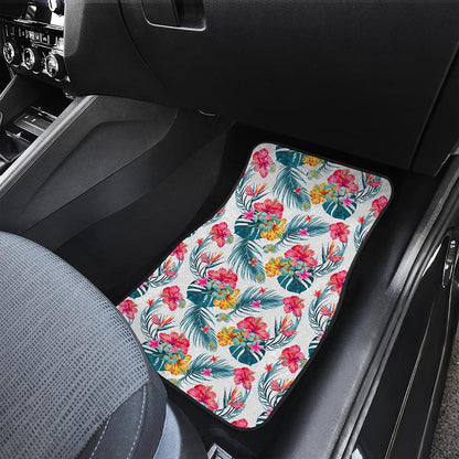 Aloha Hawaii Floral Pattern Print Front and Back Car Floor Mats
