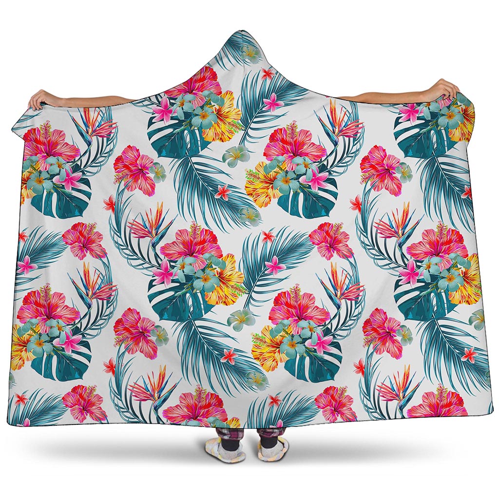 Aloha Hawaii Floral Pattern Print Hooded Blanket
