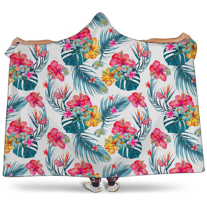 Aloha Hawaii Floral Pattern Print Hooded Blanket