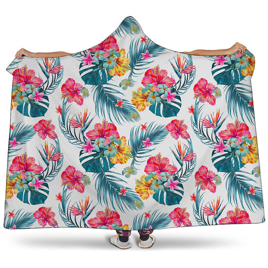 Aloha Hawaii Floral Pattern Print Hooded Blanket