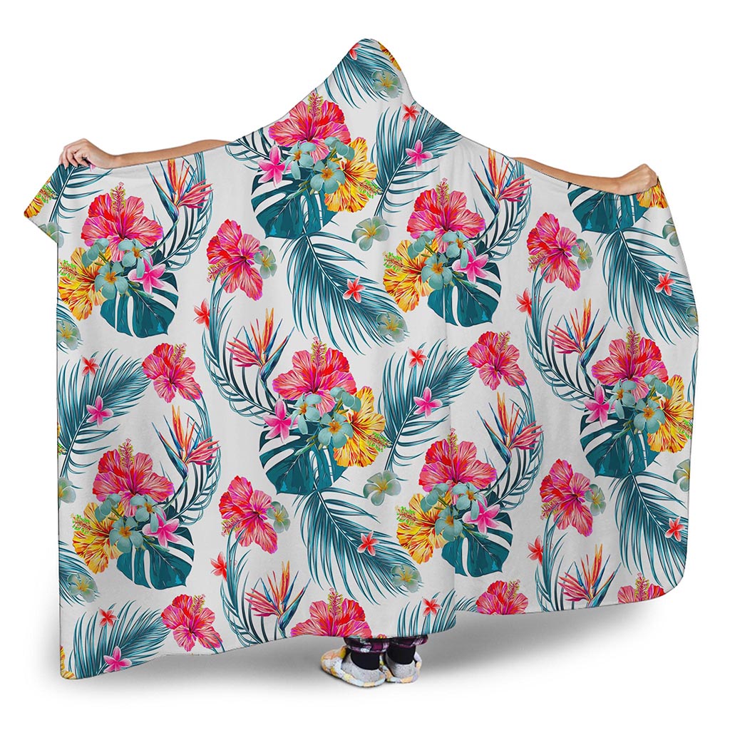 Aloha Hawaii Floral Pattern Print Hooded Blanket