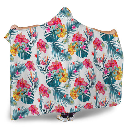Aloha Hawaii Floral Pattern Print Hooded Blanket