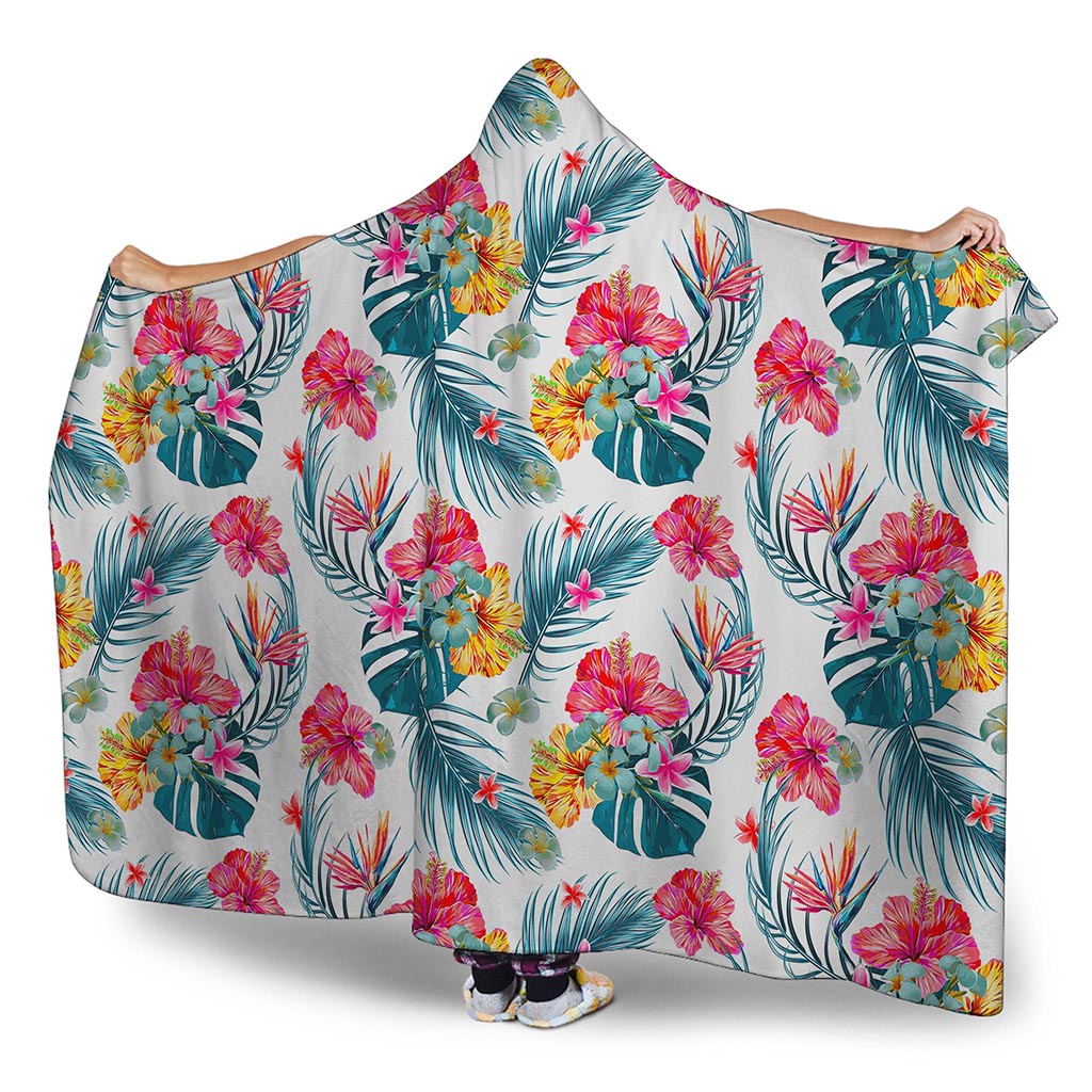 Aloha Hawaii Floral Pattern Print Hooded Blanket