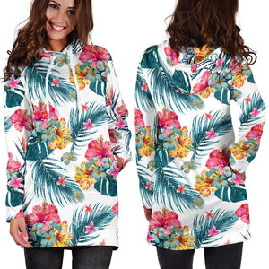 Aloha Hawaii Floral Pattern Print Hoodie Dress GearFrost