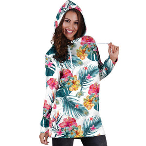 Aloha Hawaii Floral Pattern Print Hoodie Dress GearFrost