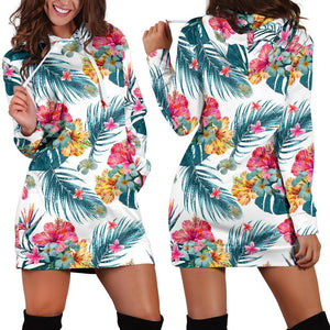 Aloha Hawaii Floral Pattern Print Hoodie Dress GearFrost