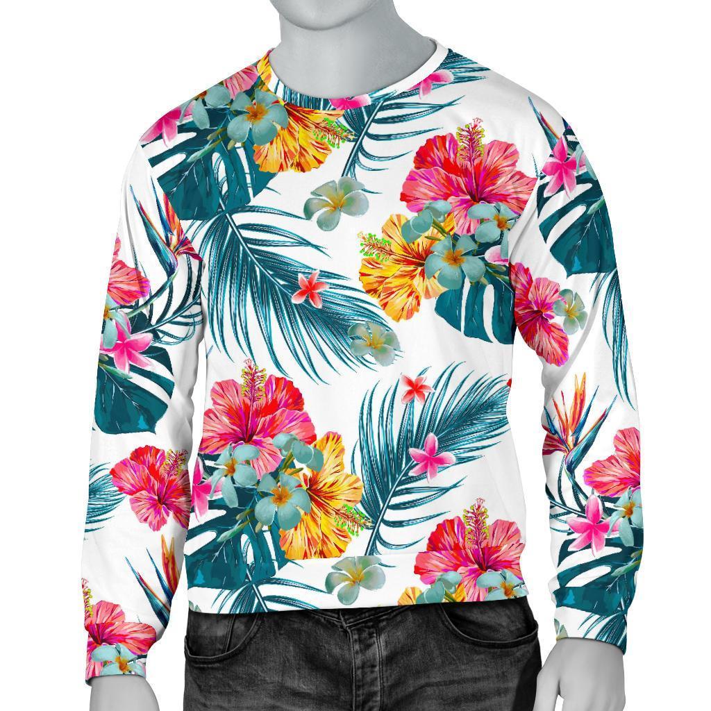 Aloha Hawaii Floral Pattern Print Men's Crewneck Sweatshirt GearFrost