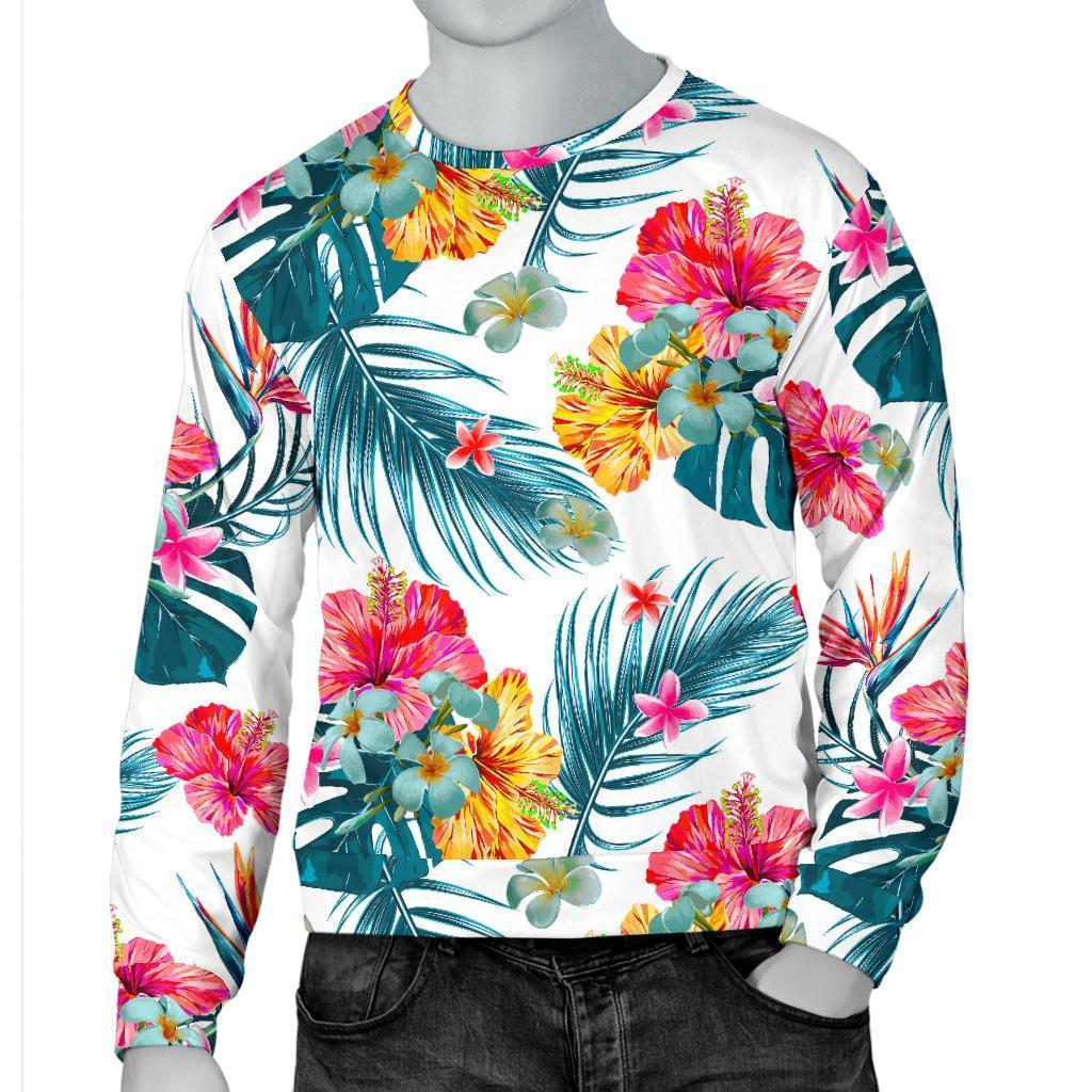 Aloha Hawaii Floral Pattern Print Men's Crewneck Sweatshirt GearFrost