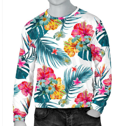 Aloha Hawaii Floral Pattern Print Men's Crewneck Sweatshirt GearFrost