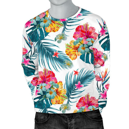 Aloha Hawaii Floral Pattern Print Men's Crewneck Sweatshirt GearFrost