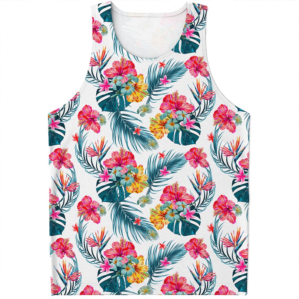 Aloha Hawaii Floral Pattern Print Men's Tank Top