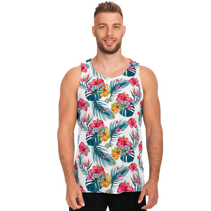 Aloha Hawaii Floral Pattern Print Men's Tank Top