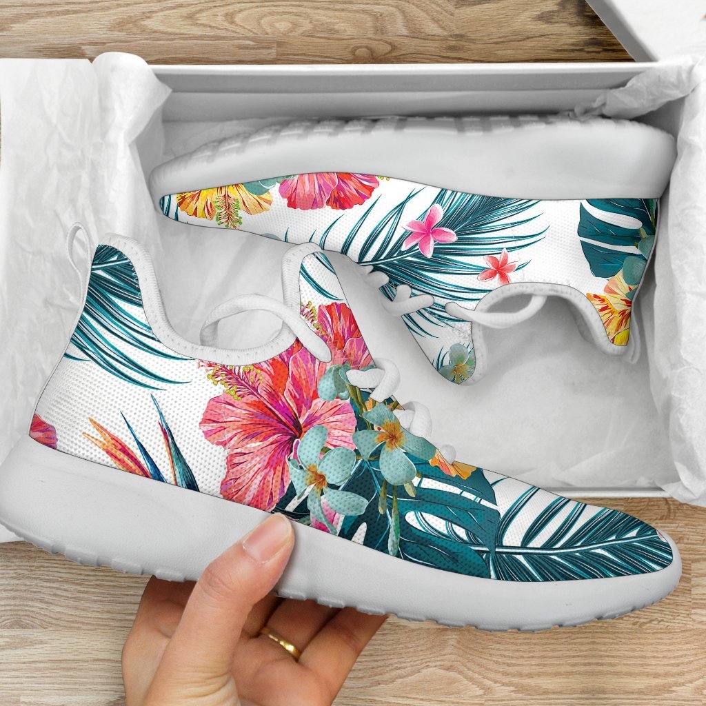 Aloha Hawaii Floral Pattern Print Mesh Knit Shoes GearFrost