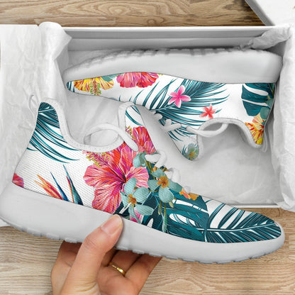 Aloha Hawaii Floral Pattern Print Mesh Knit Shoes GearFrost