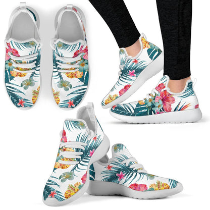 Aloha Hawaii Floral Pattern Print Mesh Knit Shoes GearFrost