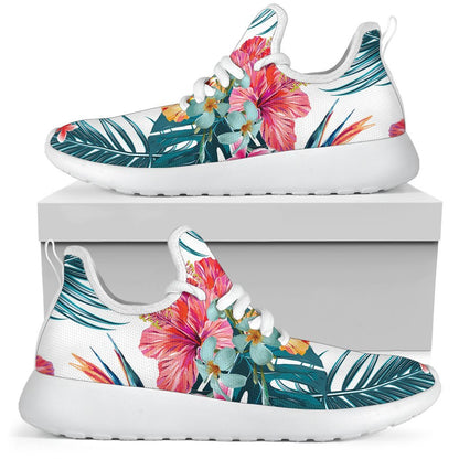 Aloha Hawaii Floral Pattern Print Mesh Knit Shoes GearFrost