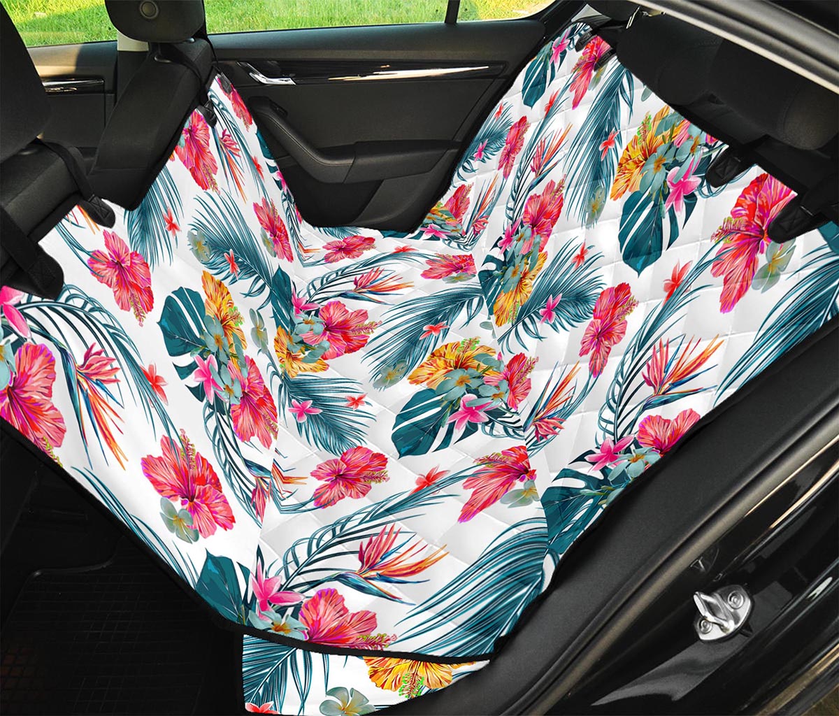 Aloha Hawaii Floral Pattern Print Pet Car Back Seat Cover