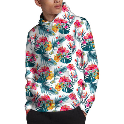 Aloha Hawaii Floral Pattern Print Pullover Hoodie