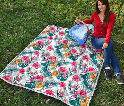 Aloha Hawaii Floral Pattern Print Quilt