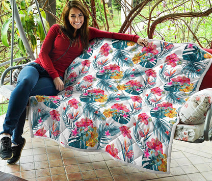 Aloha Hawaii Floral Pattern Print Quilt
