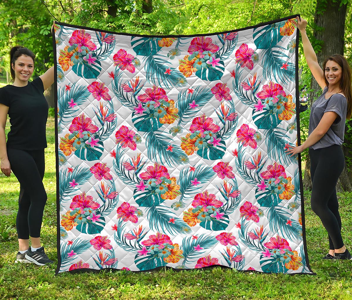 Aloha Hawaii Floral Pattern Print Quilt
