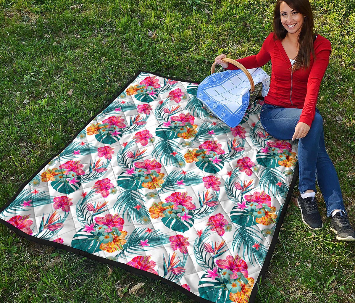 Aloha Hawaii Floral Pattern Print Quilt