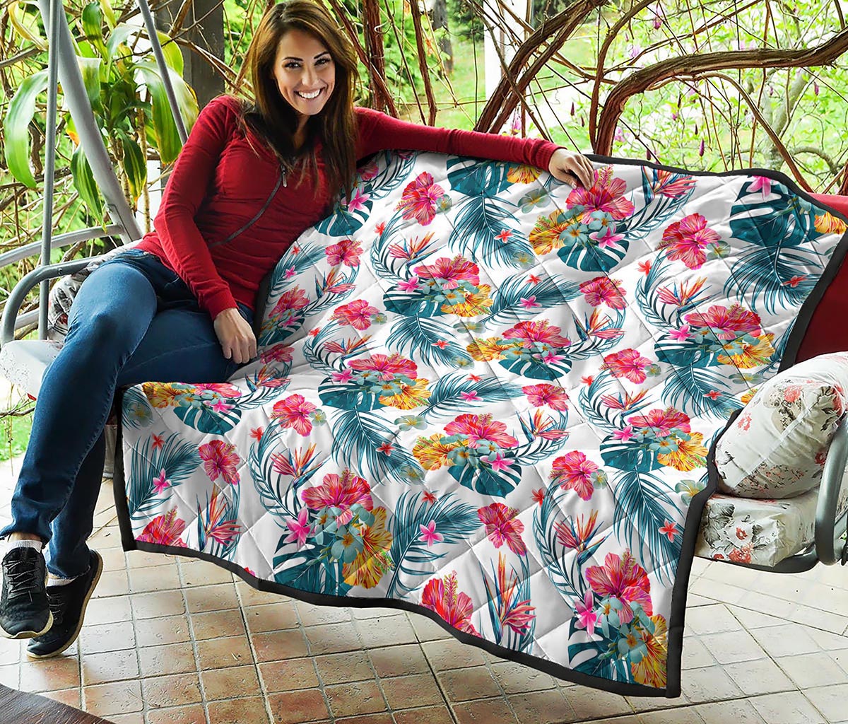 Aloha Hawaii Floral Pattern Print Quilt