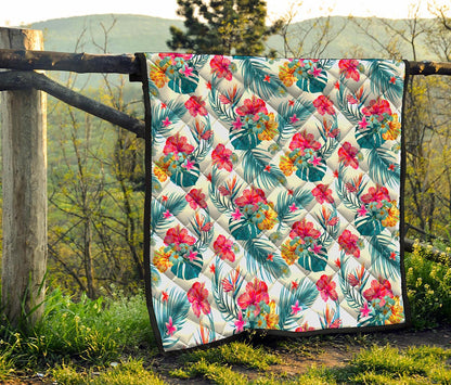 Aloha Hawaii Floral Pattern Print Quilt
