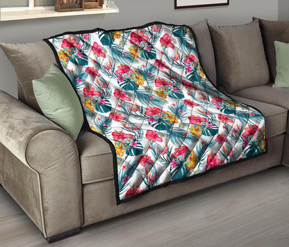 Aloha Hawaii Floral Pattern Print Quilt