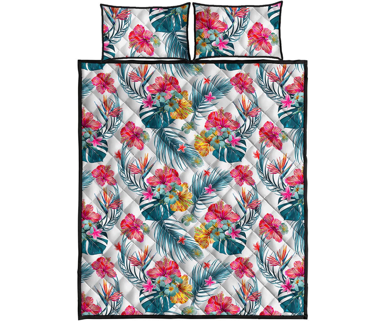 Aloha Hawaii Floral Pattern Print Quilt Bed Set