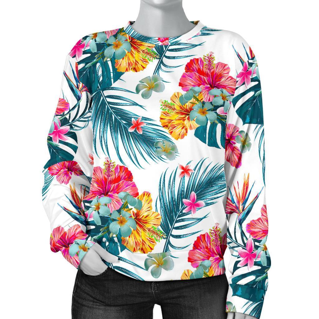 Aloha Hawaii Floral Pattern Print Women's Crewneck Sweatshirt GearFrost