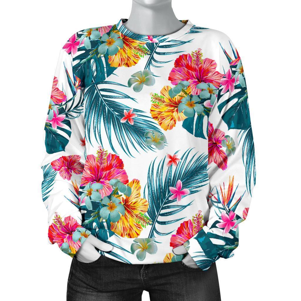 Aloha Hawaii Floral Pattern Print Women's Crewneck Sweatshirt GearFrost