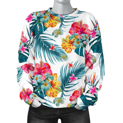 Aloha Hawaii Floral Pattern Print Women's Crewneck Sweatshirt GearFrost