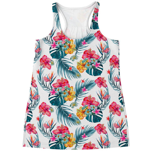 Aloha Hawaii Floral Pattern Print Women's Racerback Tank Top