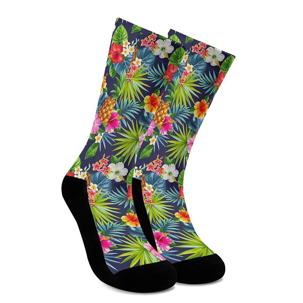Aloha Hawaii Tropical Pattern Print Crew Socks