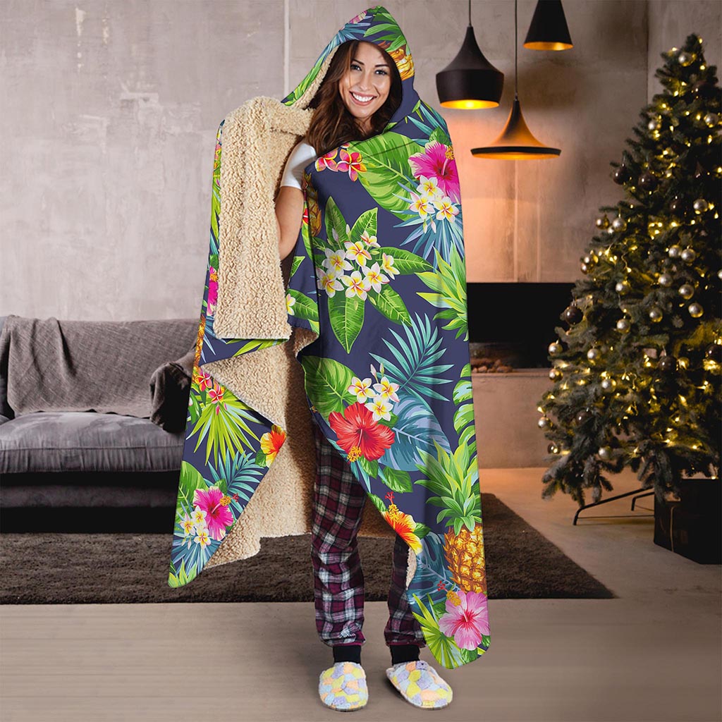 Aloha Hawaii Tropical Pattern Print Hooded Blanket