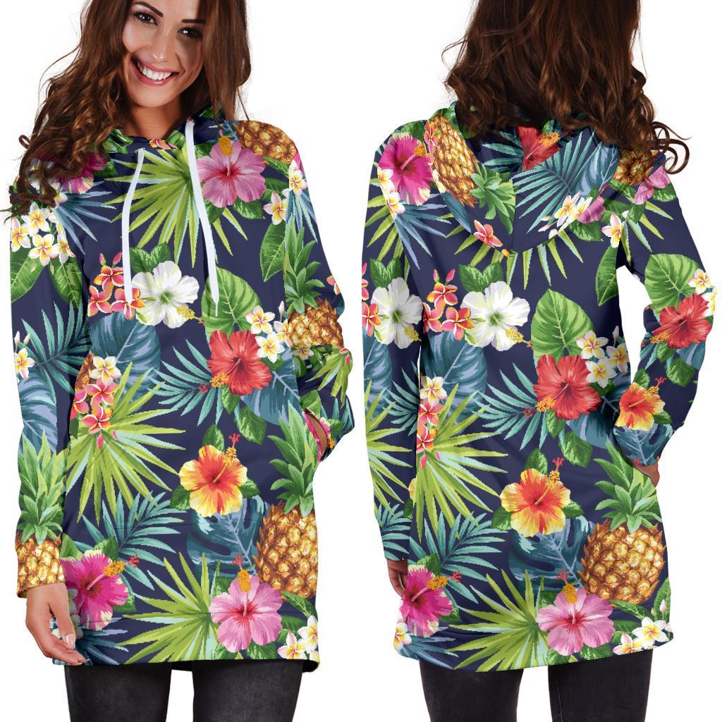 Aloha Hawaii Tropical Pattern Print Hoodie Dress GearFrost