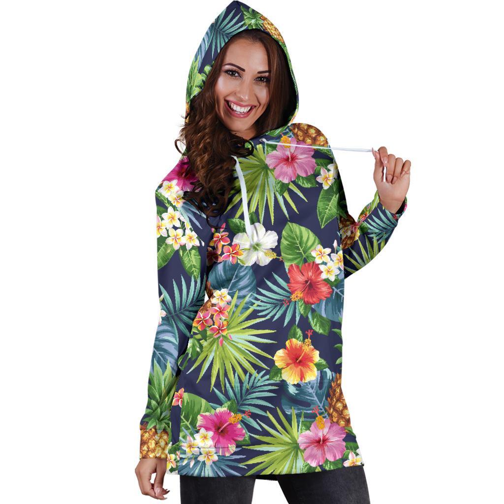 Aloha Hawaii Tropical Pattern Print Hoodie Dress GearFrost