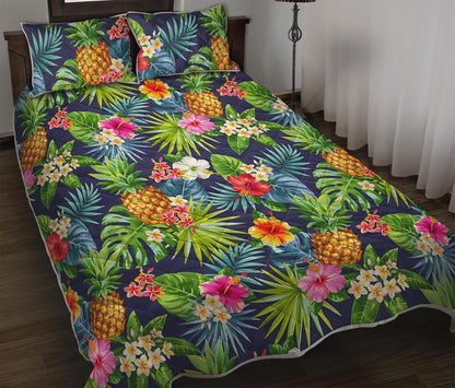 Aloha Hawaii Tropical Pattern Print Quilt Bed Set
