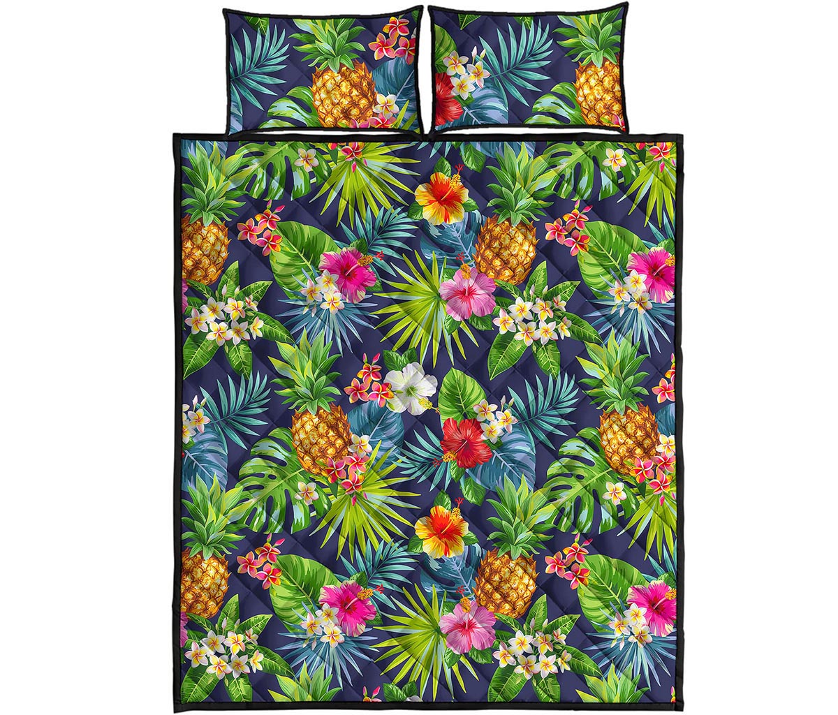 Aloha Hawaii Tropical Pattern Print Quilt Bed Set