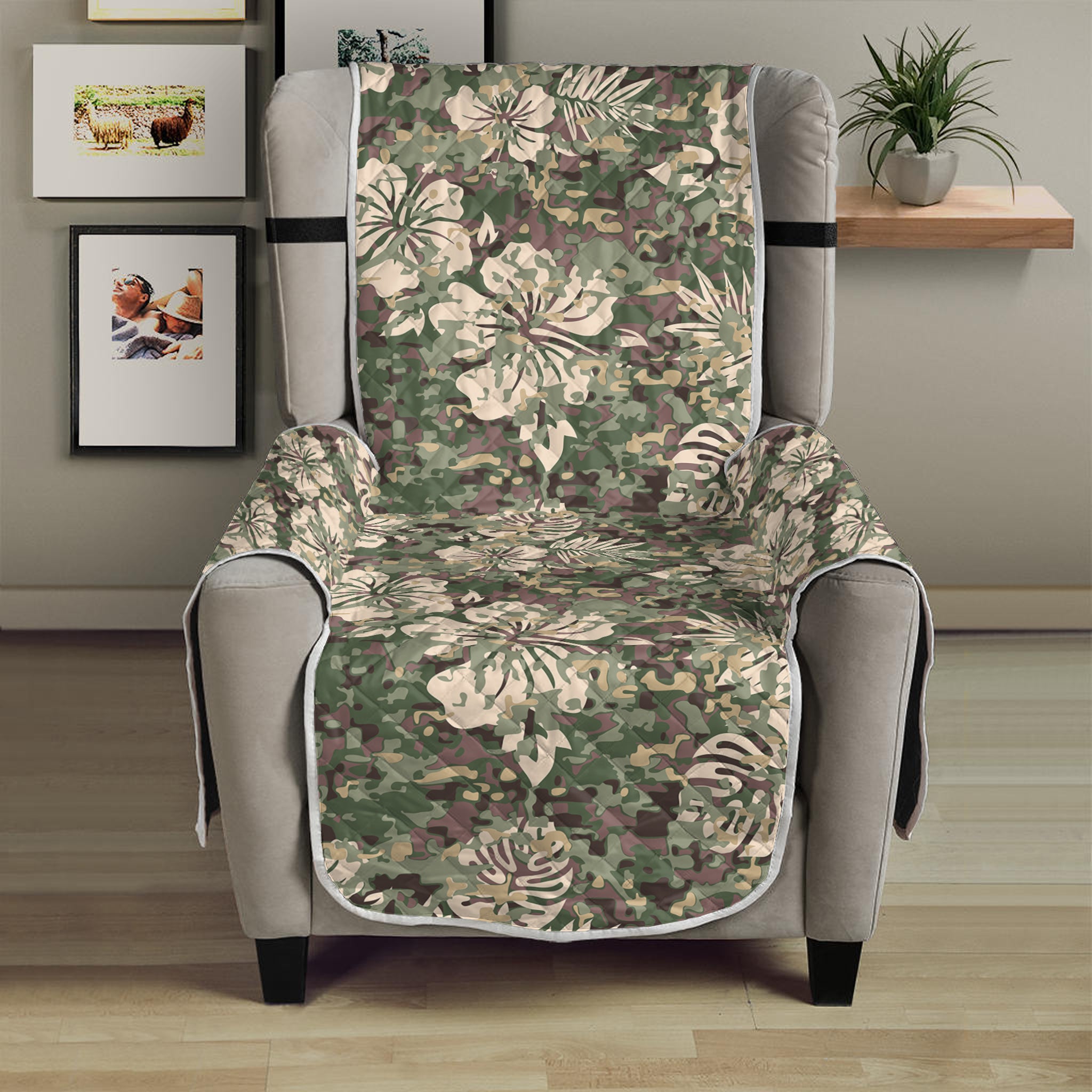 Aloha Hawaiian Camo Flower Pattern Print Armchair Protector