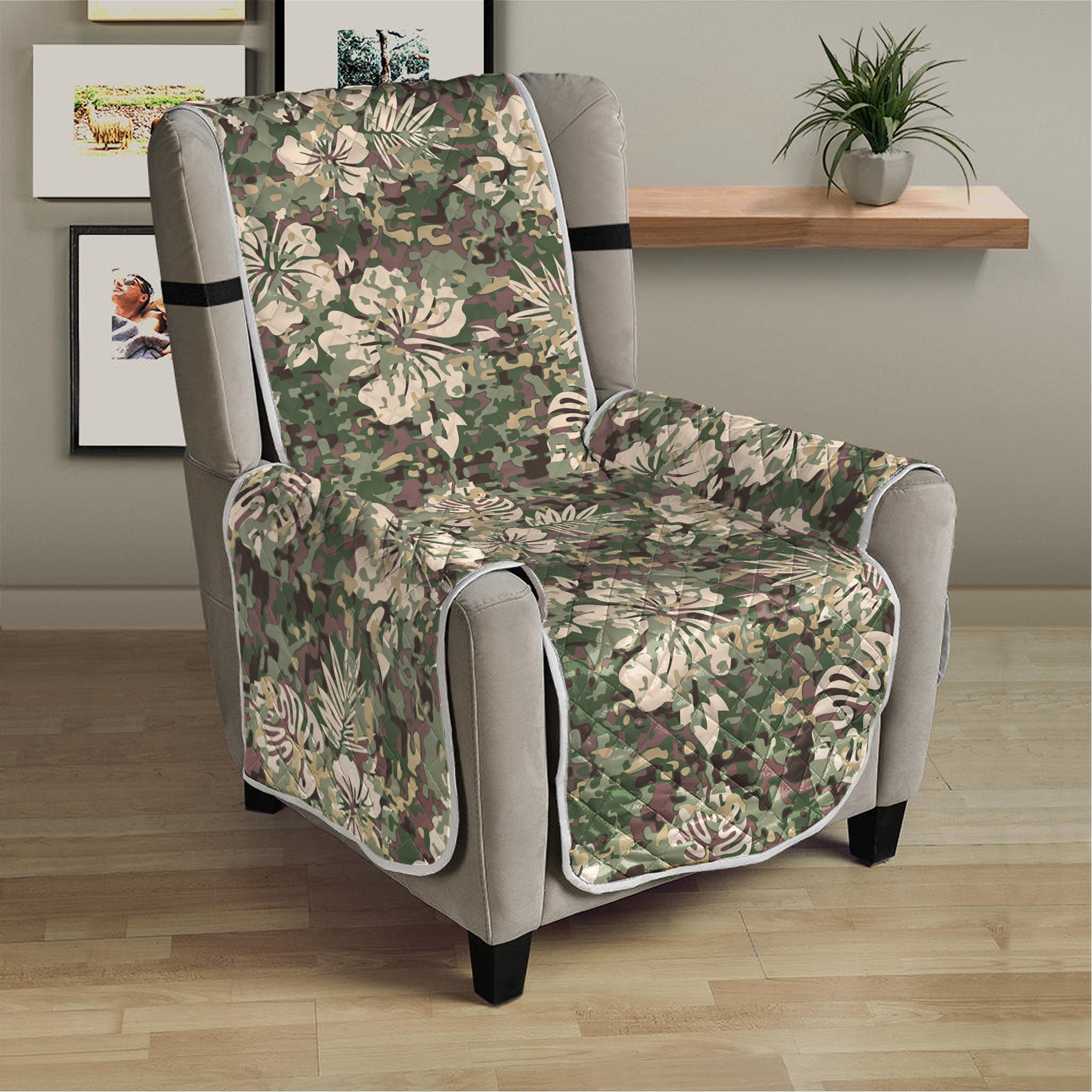 Aloha Hawaiian Camo Flower Pattern Print Armchair Protector