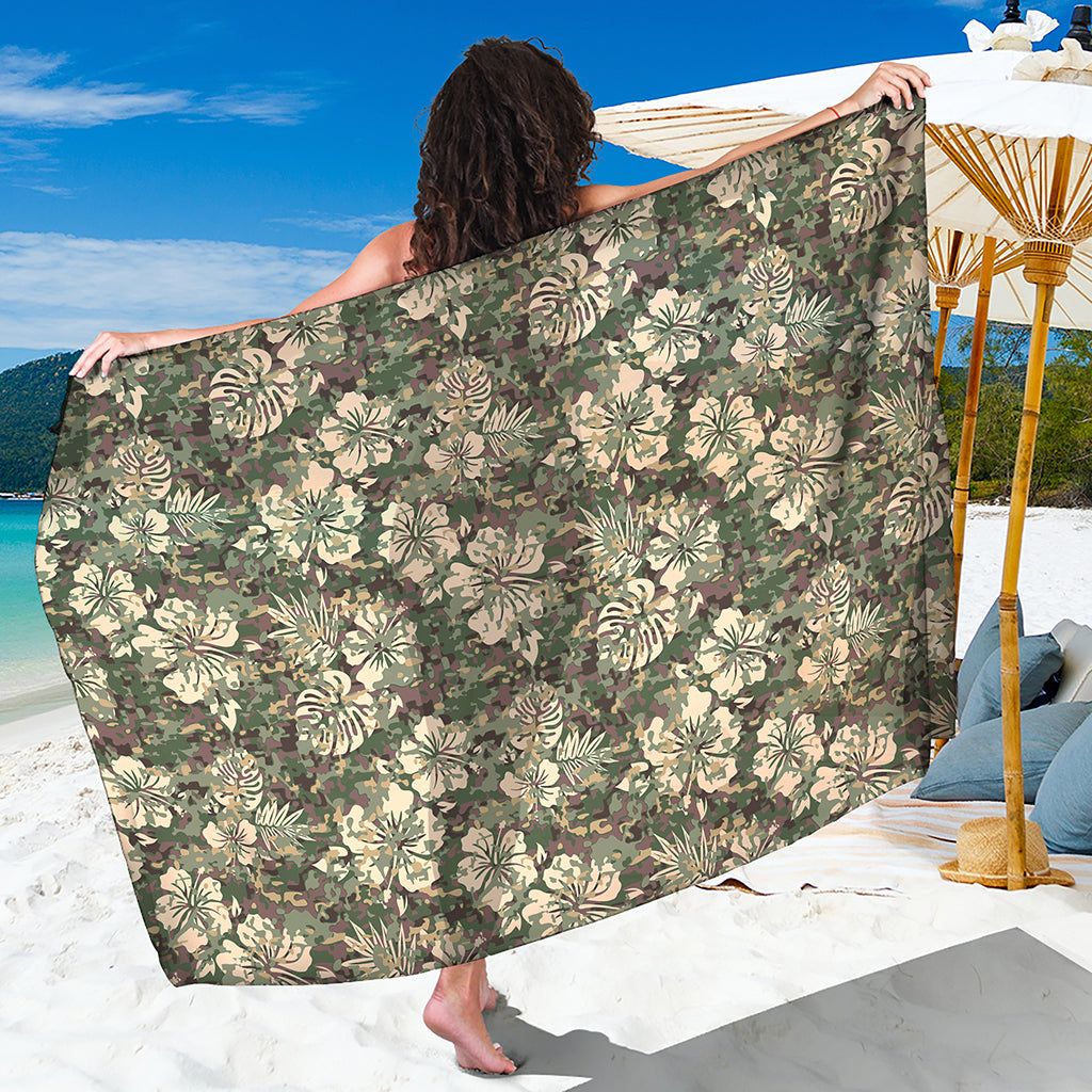 Aloha Hawaiian Camo Flower Pattern Print Beach Sarong Wrap