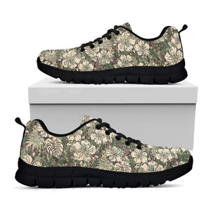 Aloha Hawaiian Camo Flower Pattern Print Black Sneakers