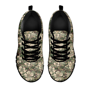 Aloha Hawaiian Camo Flower Pattern Print Black Sneakers