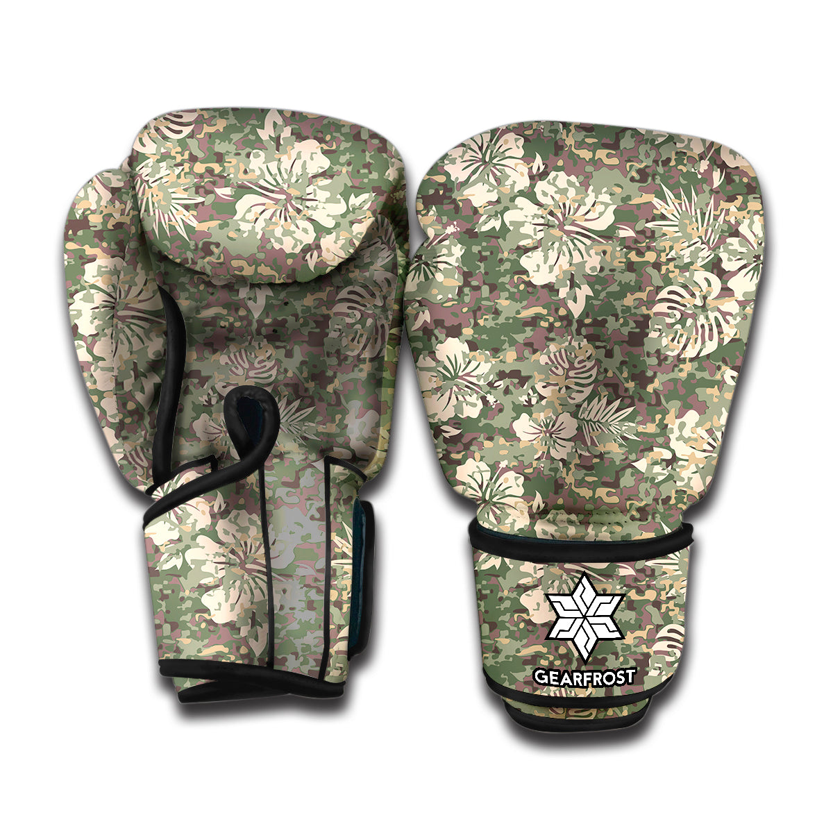 Aloha Hawaiian Camo Flower Pattern Print Boxing Gloves