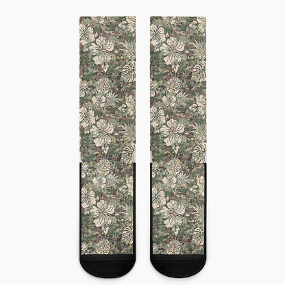 Aloha Hawaiian Camo Flower Pattern Print Crew Socks